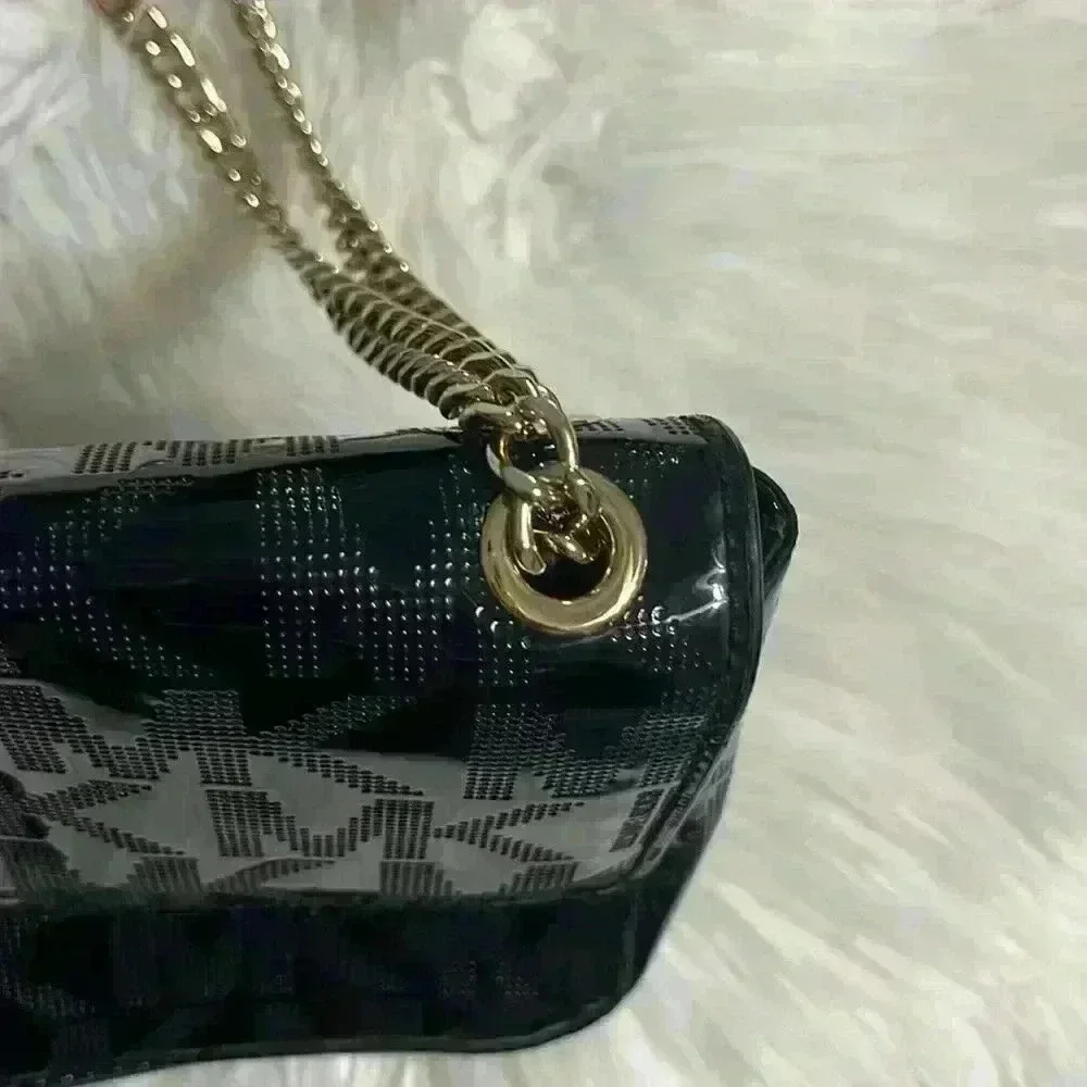 Michael Kors Black Patent  Purse Gold Chain Crossbody
